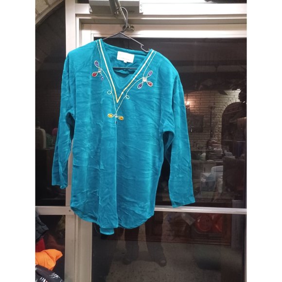 Vintage Leigh Karmitz for Periphery Boho Bright Teal with Beads & Braid M Petite - Picture 1 of 4